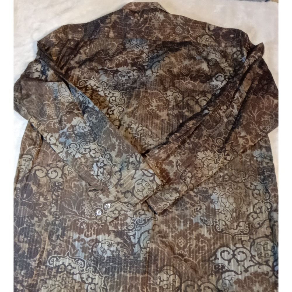 Georg Roth Los Angeles Mens XL Black/Brown Floral Long Sleeve Button Shirt 1772 - Picture 8 of 8